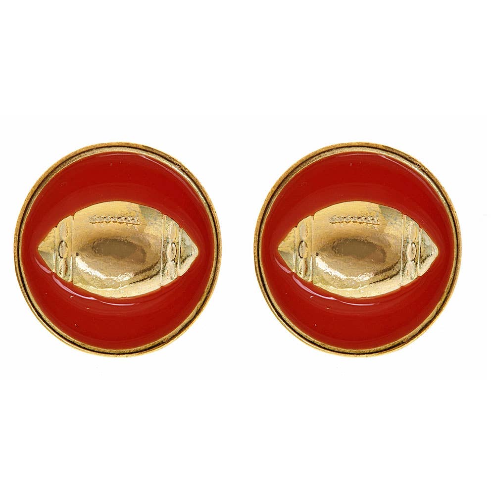 Enamel Football Earrings