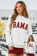 Light Grey AL/ BAMA Double Side Printed Mock Neck Reversible Sweatshirt
