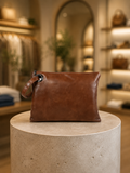 Brown Vintage Leather Oversized Clutch Bag