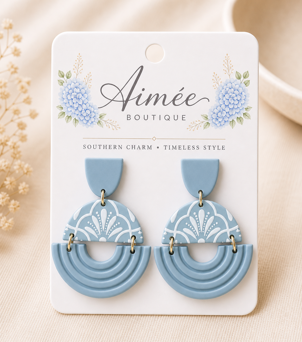 Light Blue and White Earrings