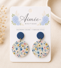 Floral and Blue Earrings
