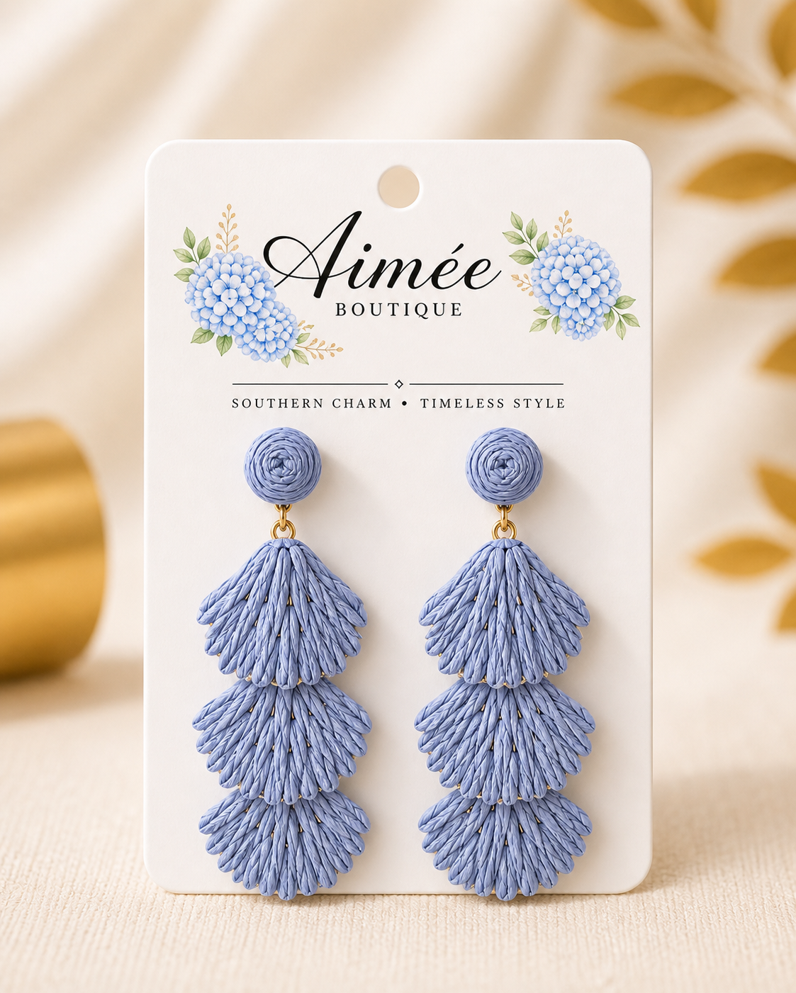 Light Blue Three Tier Earrings
