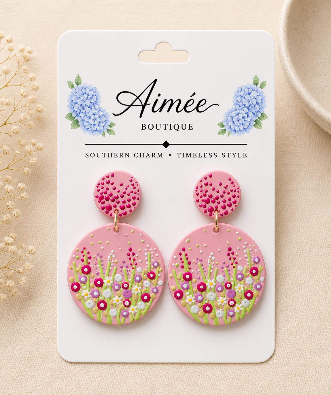 Round Boheiem Floral Earrings