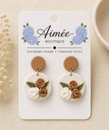 Round Earrings with Flowers