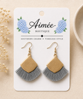 Gray Bohemian Tassel Earrings