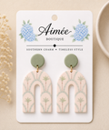 U-shaped Tropical Pink and Green Earrings